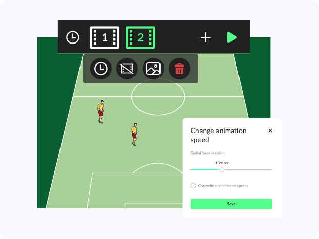 An image of the tactics board with ui animation controls