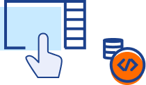 Icon of a hand pointing at a screen