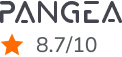 Pangeas logo and 8.7 of 10 score points
